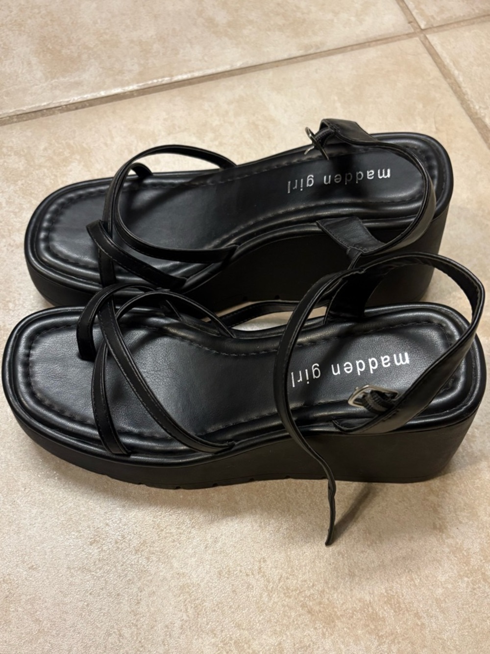 Madden Girl Black Strappy Platform Sandals